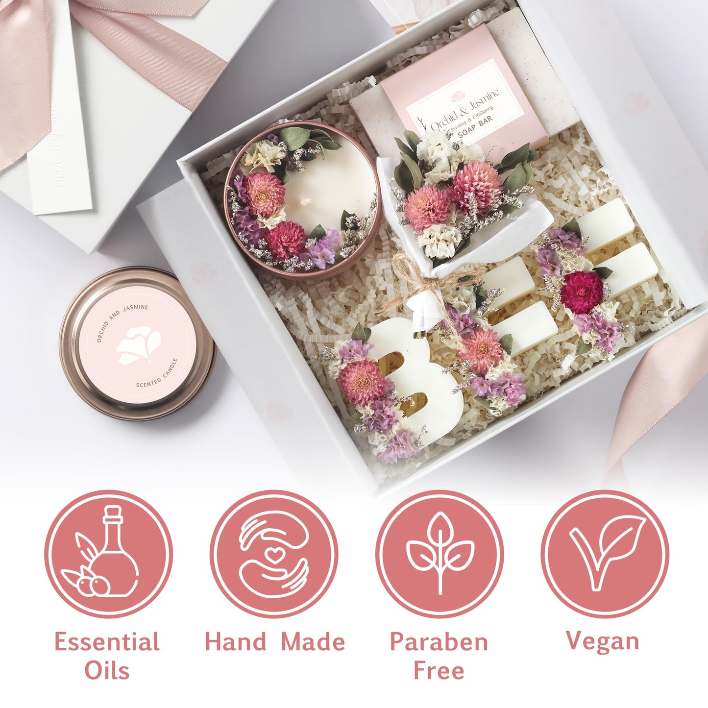 LaurGifts Best Friend Gift Box for Women – Luxury BFF Birthday, Thoughtful Friendship Present for Bestie, Soul Sister or Bridesmaid – Ready to Gift Orchid & Jasmine Keepsake