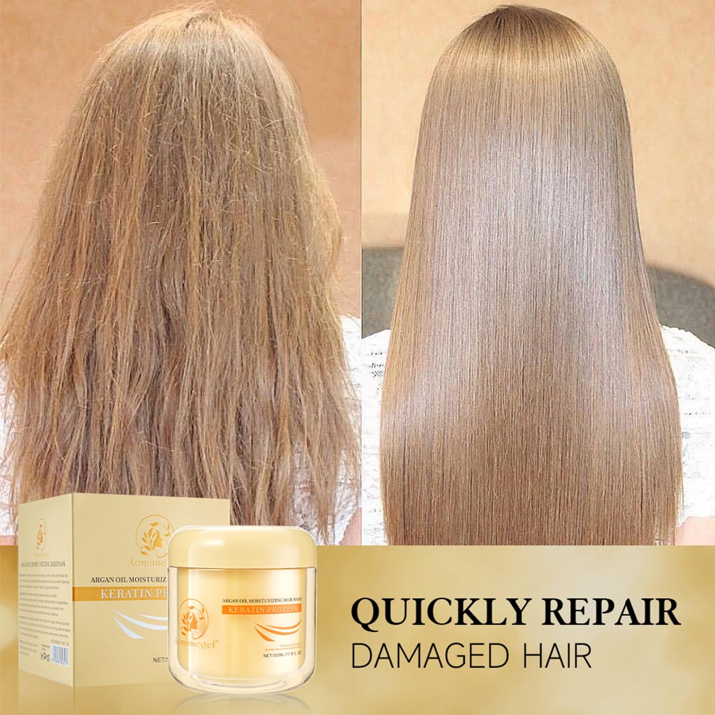 Aomimegel Collagen Hair Mask,Deep Repair Conditioning Argan Oil Hair Mask for Damaged Hair Treatment, Deep Conditioner Hydrating Hair Masque for All Hair Types 16.9 oz 500ml