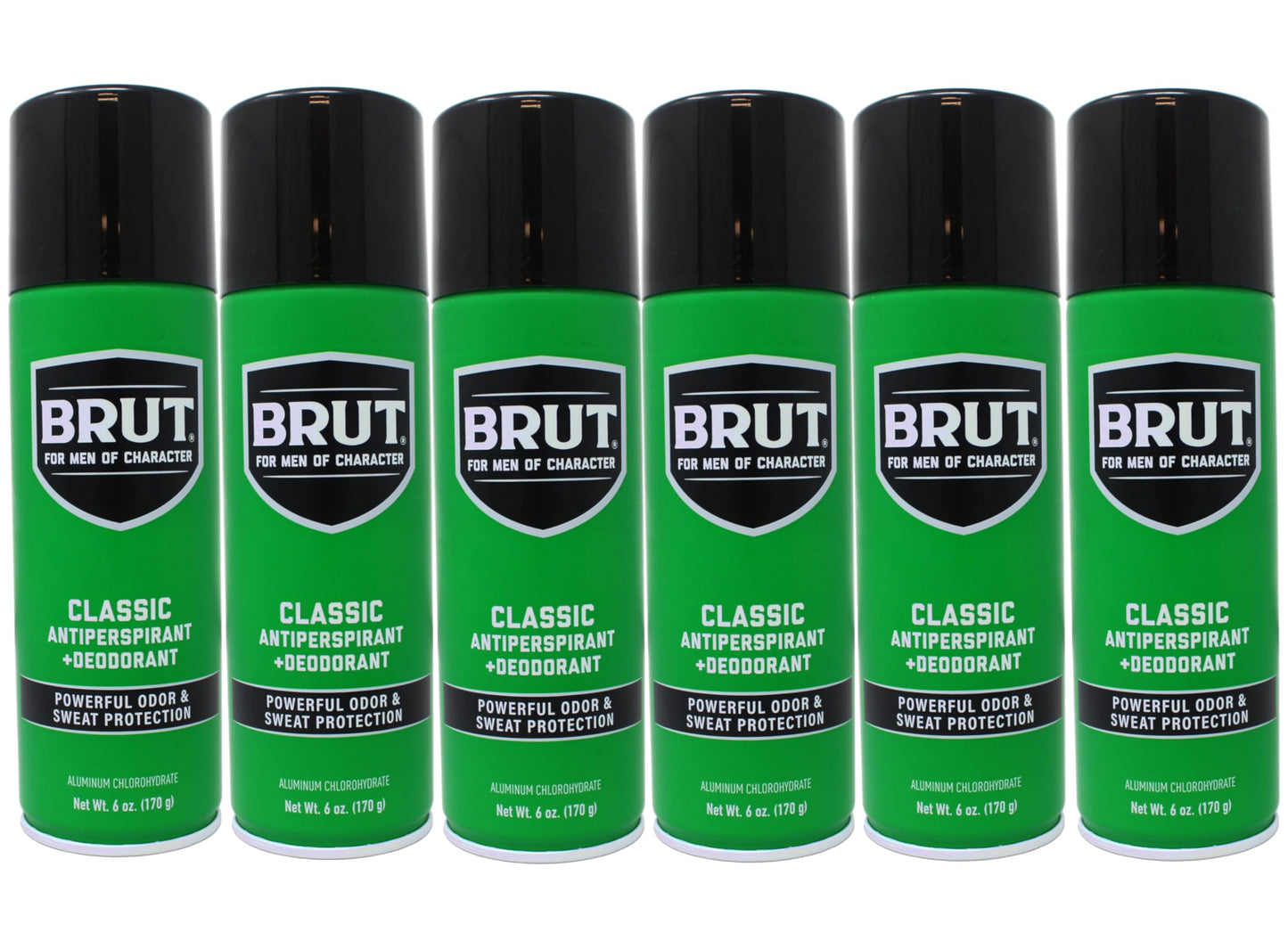 Brut Deodorant 6oz Aerosol Classic Scent(Anti-Perspirant) (6 Pack)
