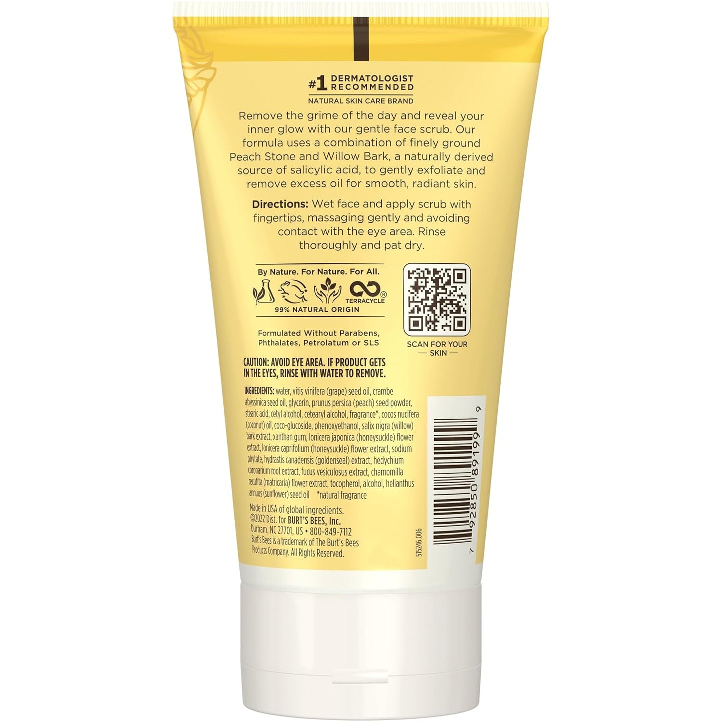 Burt's Bees Deep Cleansing Pore Scrub - Peach & Willow Bark | 4 Oz, Pack of 3