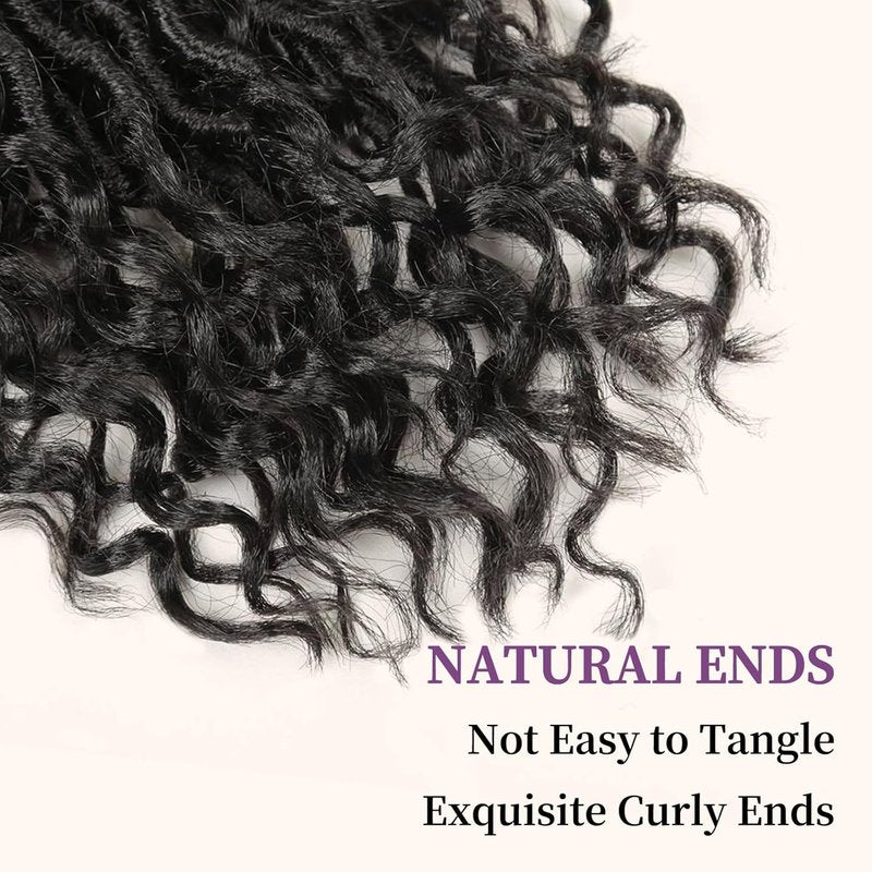 Goddess Locs Crochet Hair - 12 Inch Faux Locs for Black Women | Pre-Looped River Locs with Curly Ends (1B#)