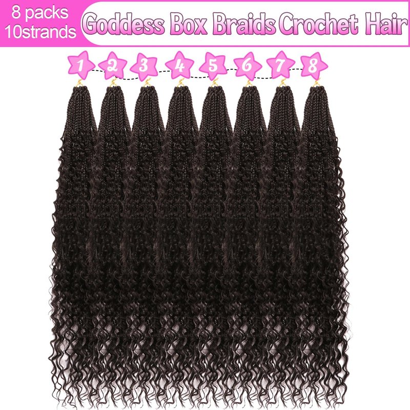 Goddess Boho Box Braids Crochet Hair-8 Packs 30 Inch Crochet Box Braids for Black Women Pre Looped (1B#, 30 Inch (Pack of 8))