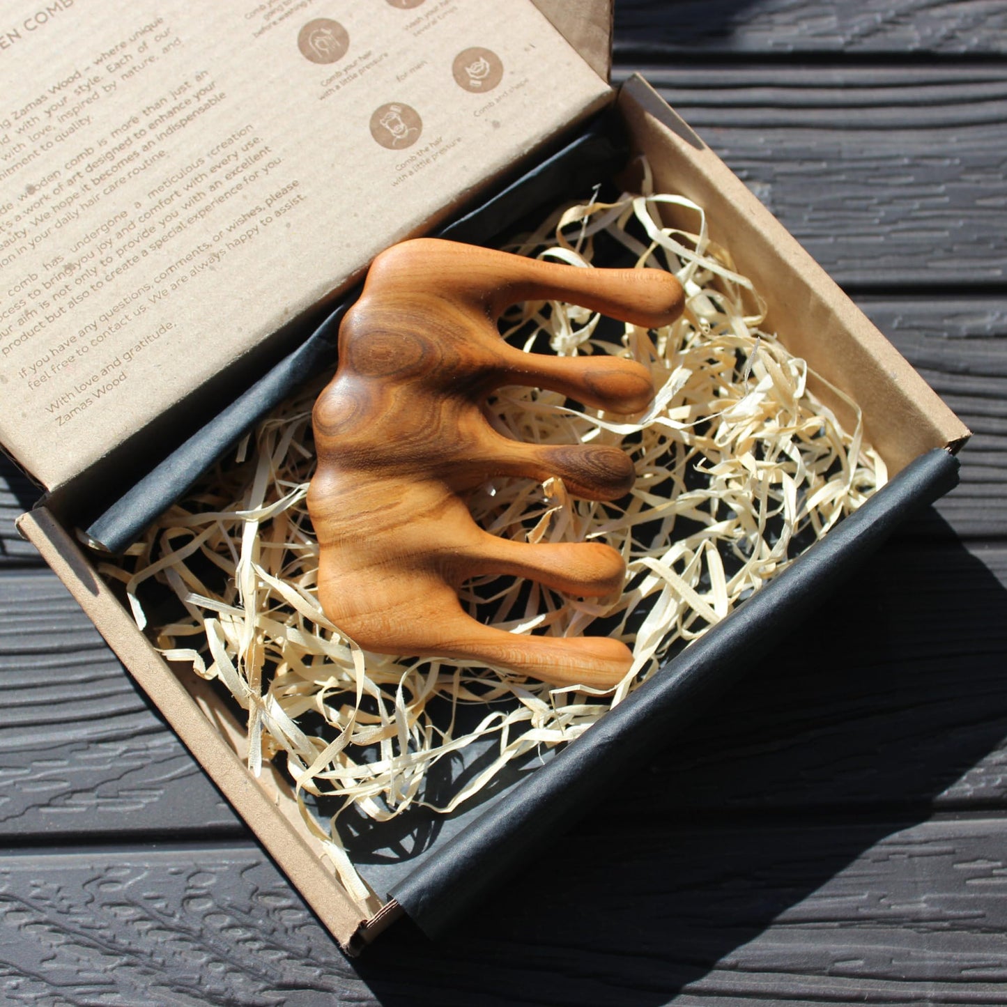 Handmade Wooden Hair Comb for Women Handmade Wooden Gua Sha Scalp Massager Natural Hair Stimulating Tool for Relaxation Lymphatic Drainage Stress Relief & Improved Circulation Eco-Friendly Self-Care Massage Tool for Healthy Hair Growth (Pear)
