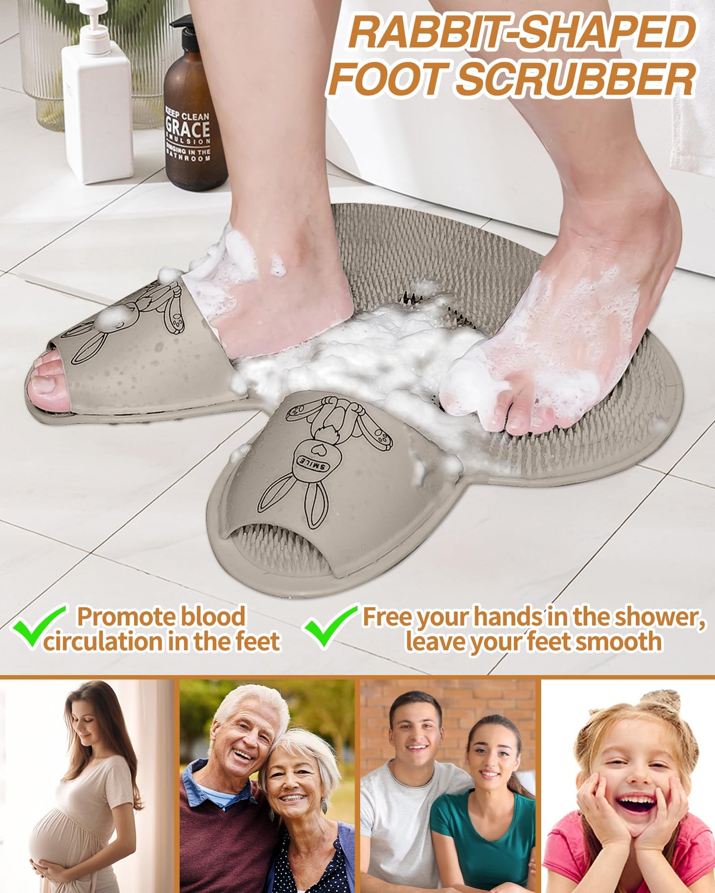 Manmihealth Extra-Large Shower Foot Scrubber Mat with Non-Slip Suction Cups