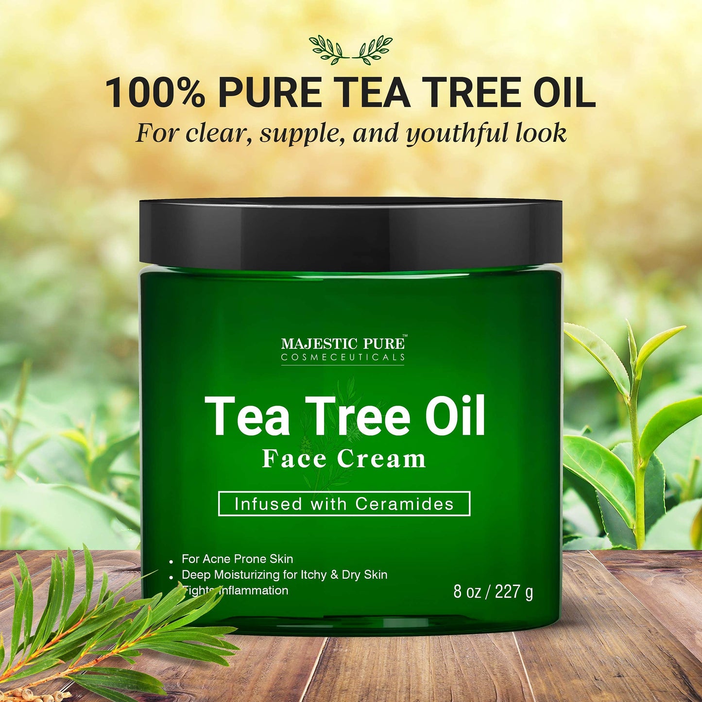 MAJESTIC PURE Tea Tree Body Wash, Tea Tree Foot Cream, & Tree Tea Face Cream Bundle