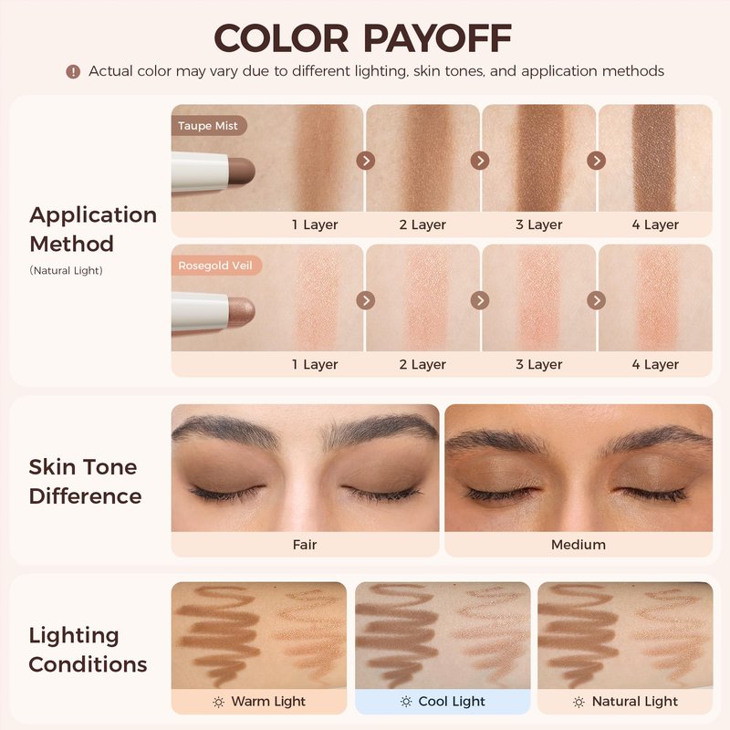 exmiloo Eyeshadow Stick - 2-in-1 Dual-Ended Cream Eye Shadow Stick - Matte &Shimmer Shades, Waterproof Long Lasting Eyeshadow for Everyday Eye Makeup, Crease-Proof, Vegan & Cruelty-Free