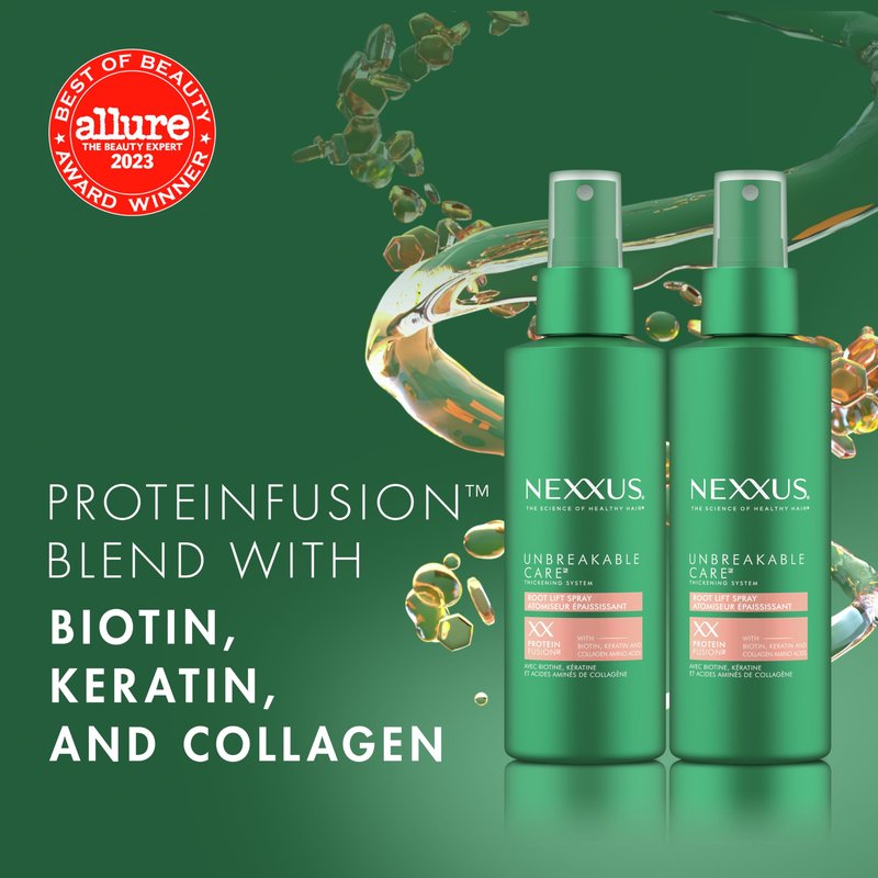Nexxus Root Lift Thickening Spray Unbreakable Care with ProteinFusion Blend of Biotin, Keratin & Collagen Amino Acids, 6 oz