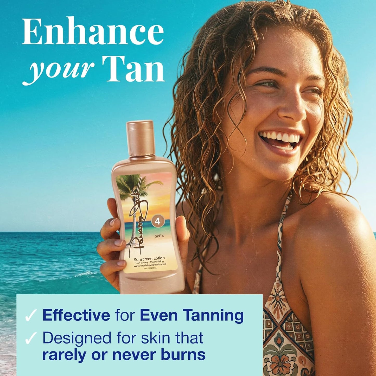 Panama Jack Sunscreen Tanning Lotion - SPF 4, Antioxidant Moisturizing Formula | 6 FL OZ (Pack of 2)