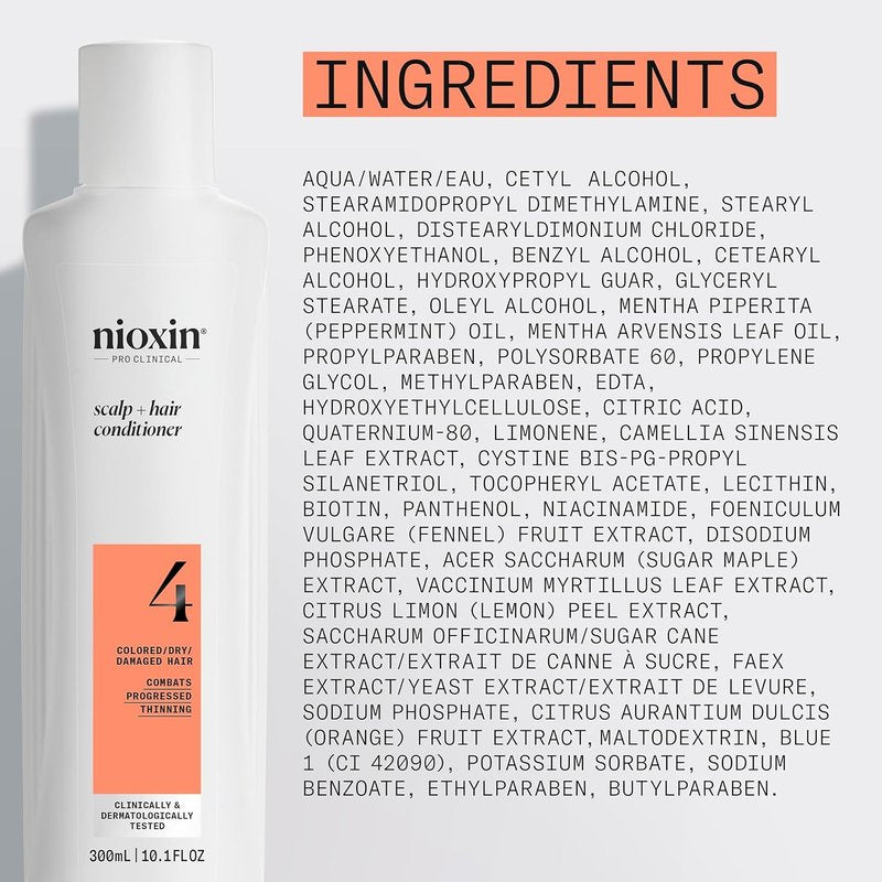 Nioxin System 4 Conditioner - Scalp & Hair Thickening for Colored, Dry, Damaged Hair | Nourishes & Boosts Density with Niacinamide & Biotin