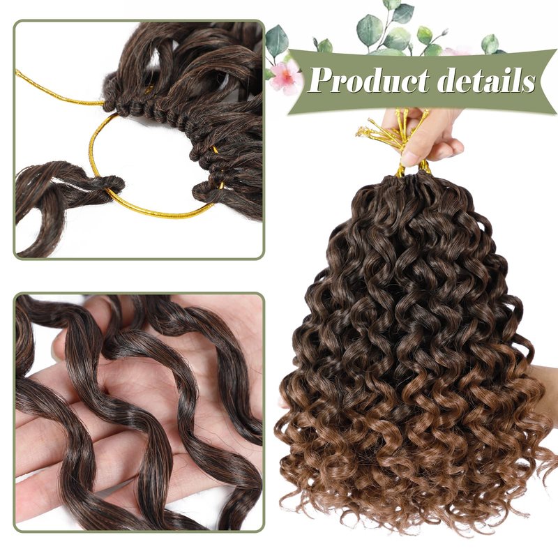 Vomella GoGo Curl Crochet Hair for Black Women 8 Packs 12 Inch Water Wave Curly Crochet Hair Ocean Wave Beach Curl Synthetic Crochet Hair Extensions(T30#)