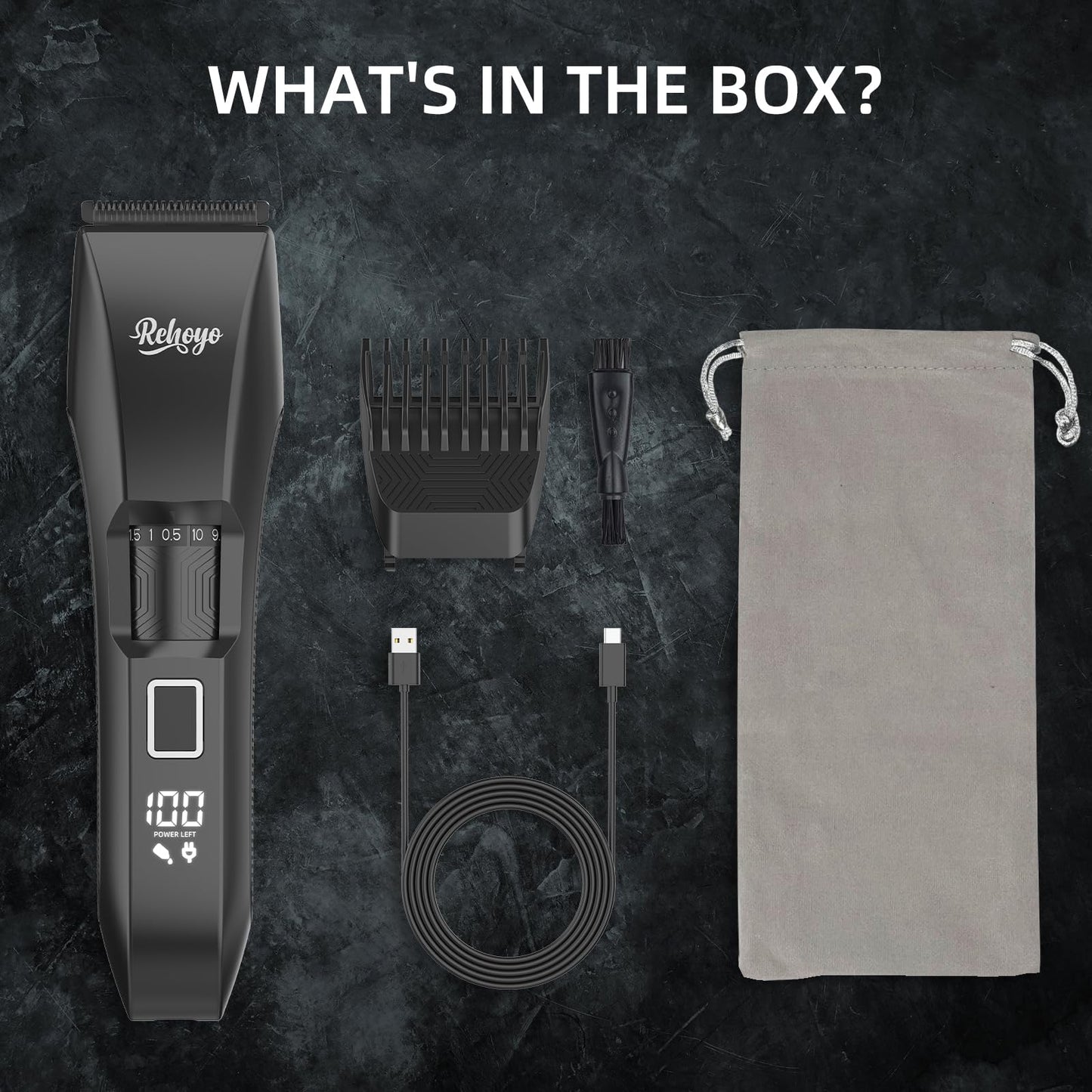 REHOYO Beard Trimmer for Men, Waterproof Hair Clippers with Stainless Steel Blades for Beard