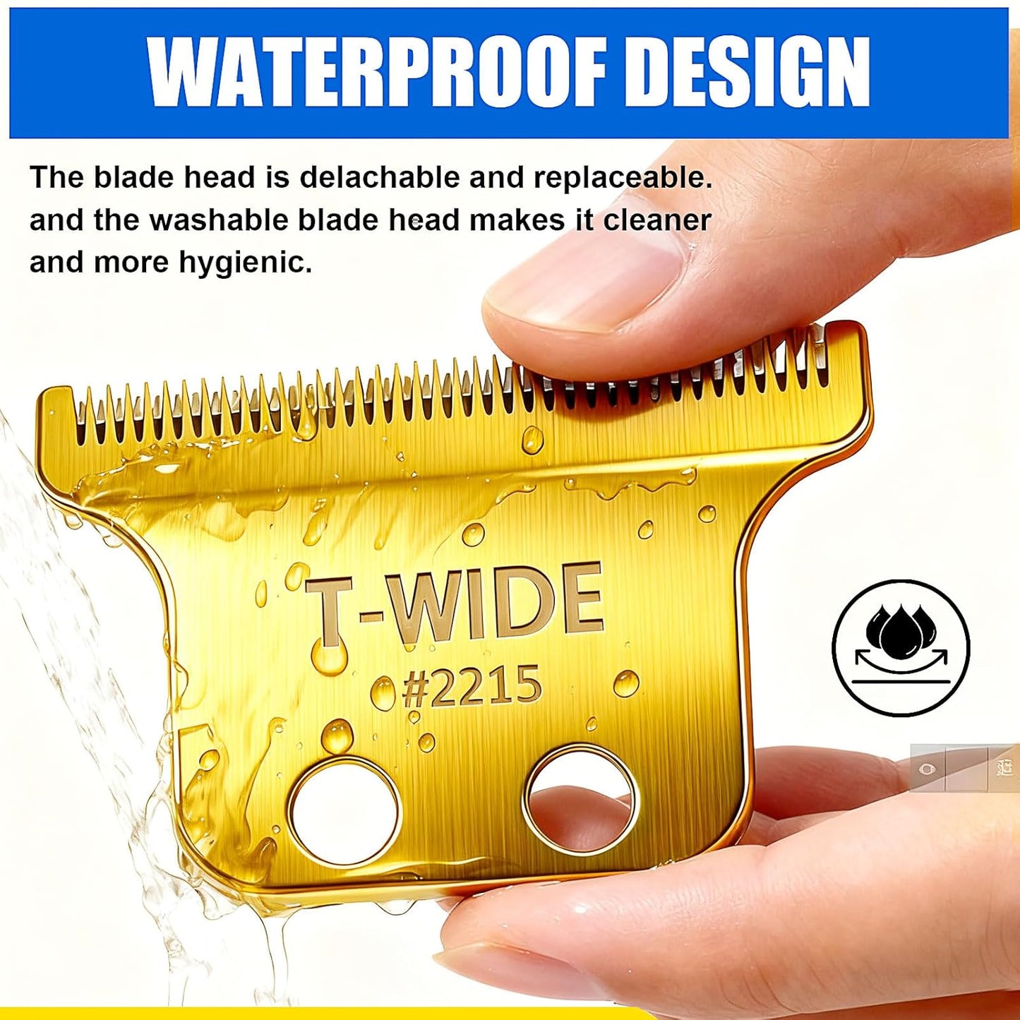 Replacement T Wide Blades for Wahl 5 Star Detailer Li Trimmer | Adjustable Stainless Steel Zero-Gap (2PCS)