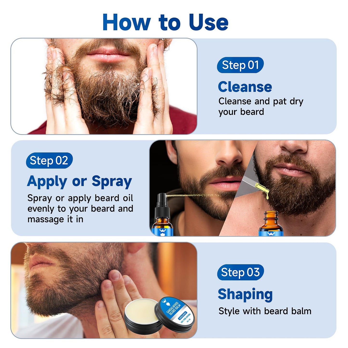 MistySprite Sandalwood Beard Growth Oil with 2X Concentration Biotin for Men and Cedarwood Beard Growth Oil with 2X Concentration Biotin for Men，Natural Ingredients & Thickens Facial Hair Growth
