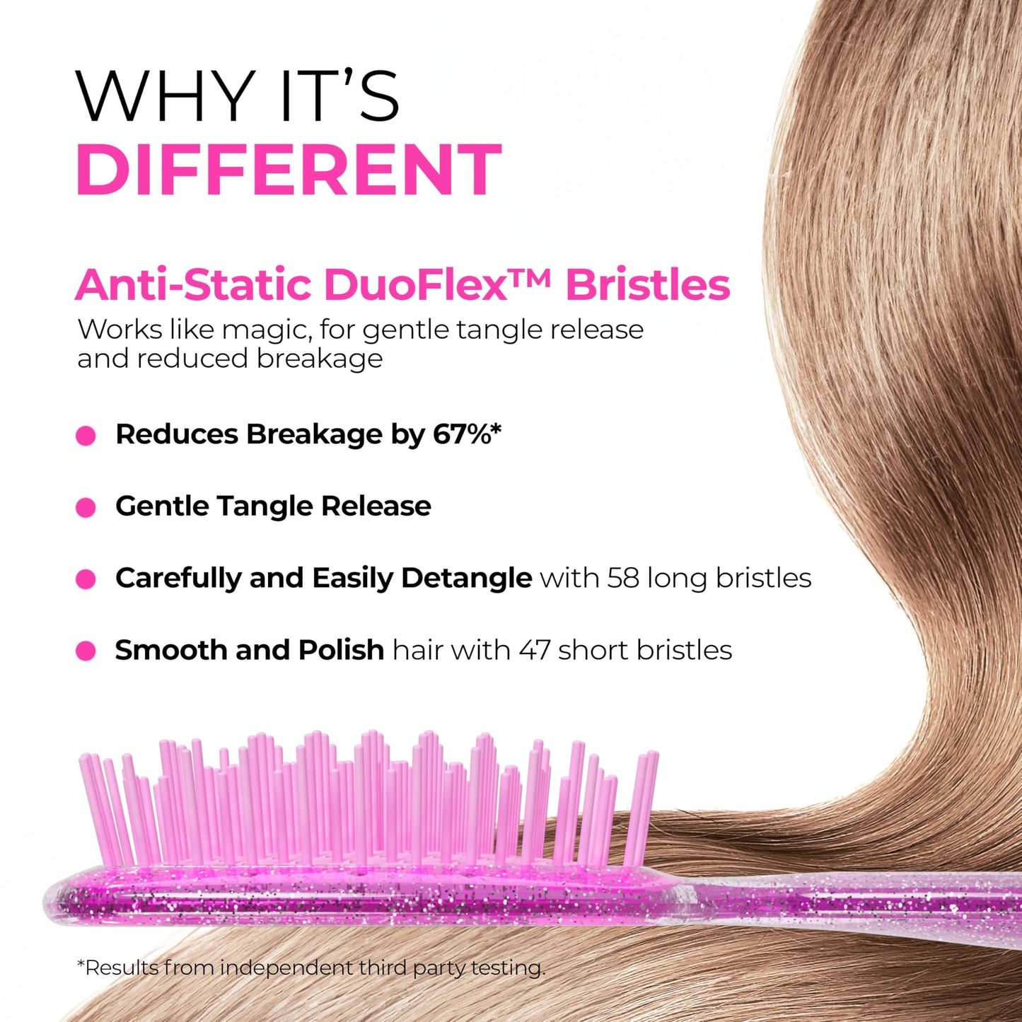 FHI Heat UNbrush Detangling Brush for Pain-Free Brushing on All Wet or Dry Hair Types — Durable DuoFlex Anti-Static Bristles, Lightweight Handle, Vented Hair Brush, Rose Quartz Pink