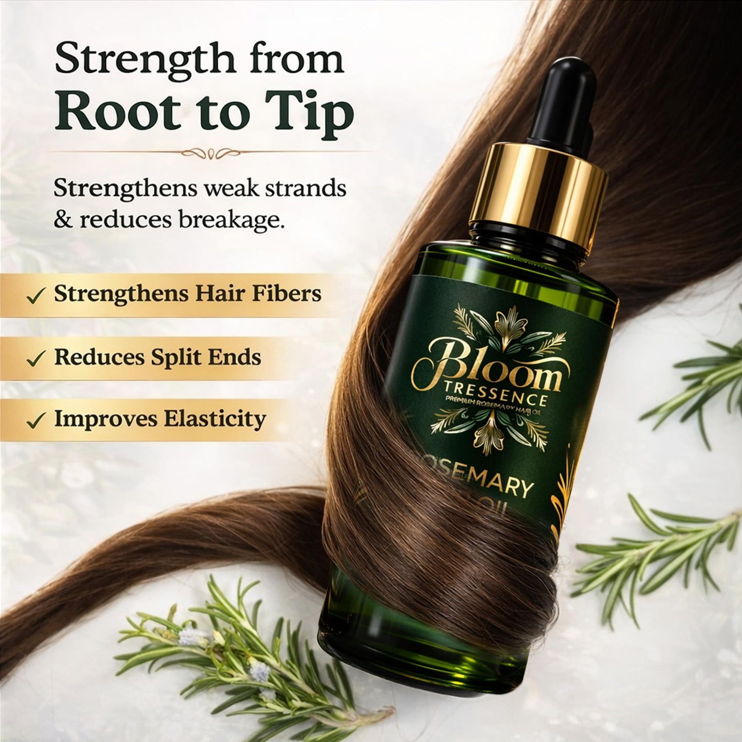 BLOOM TRESSENCE Premium Rosemary Hair Oil for Hair Growth – Anti Hair Fall & Scalp Treatment with 24 Botanical Oils (Amla, Argan, Castor & Jojoba) – For Thinning Hair, Regrowth & Thickness – 100ml