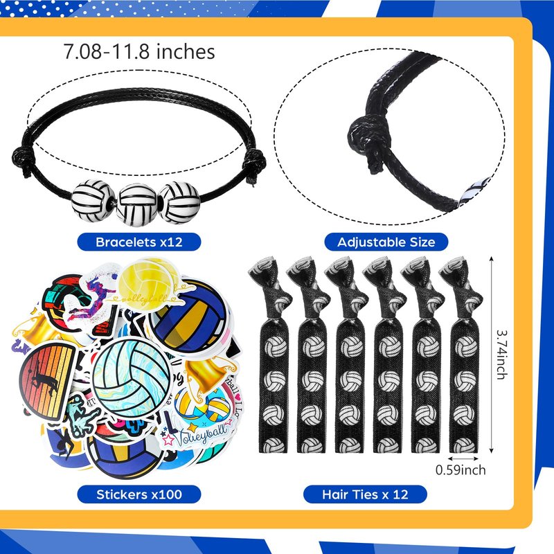 Meanplan 160 Pcs Volleyball Party Favors Volleyball Team Gifts Set Sports Accessories Include Cosmetic Bags Bracelets Hair Ties Hairbrushes Compact Mirrors Stickers for Sports Party Supplies