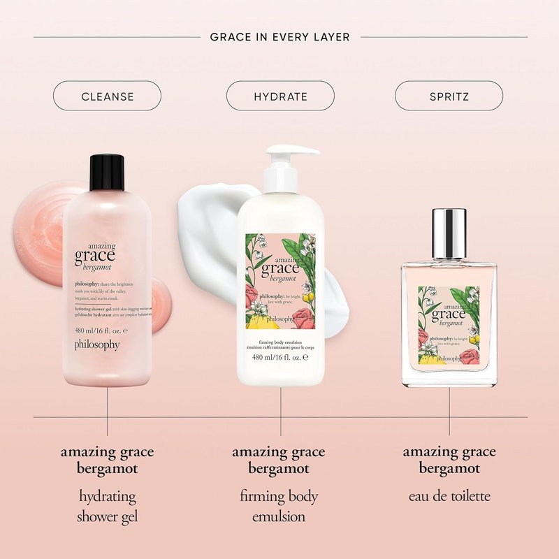 Philosophy Amazing Grace Hydrating Bath & Shower Gel - Soothes Dry Skin | Vegan Formula