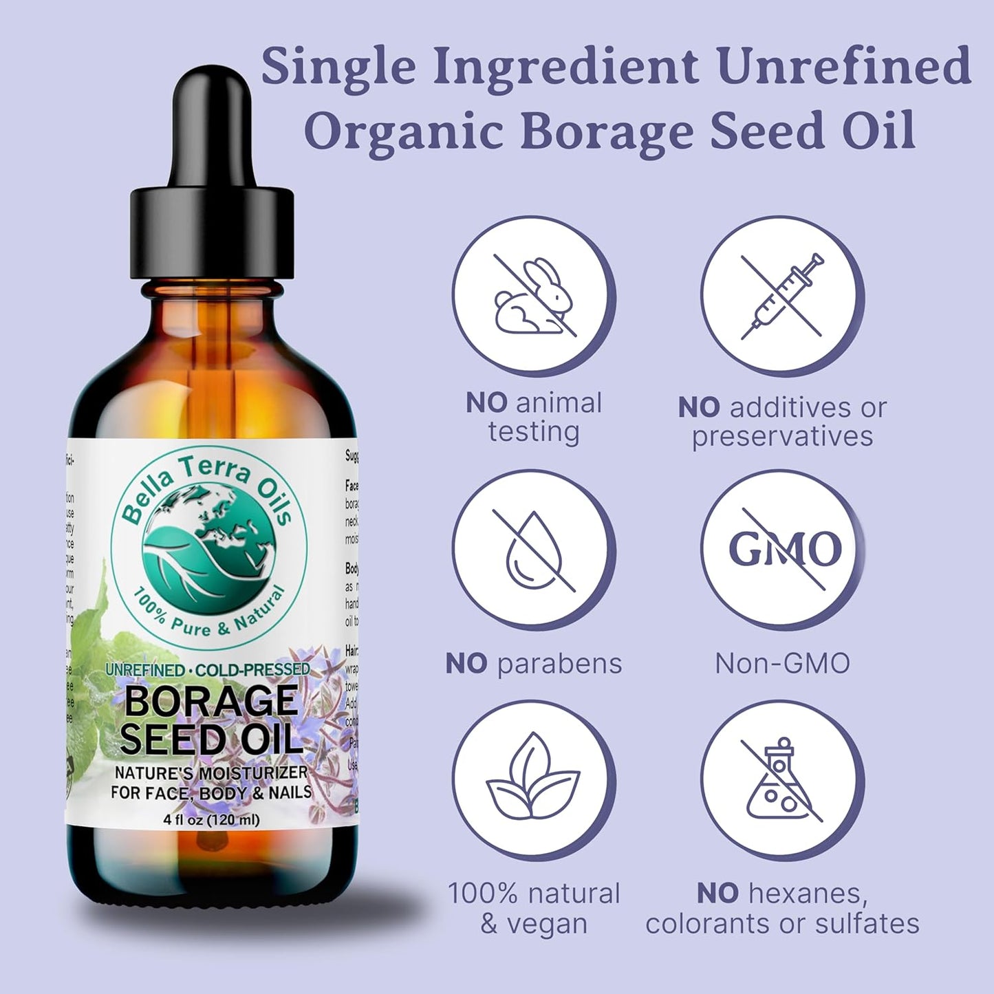 Borage Seed Oil 16 oz - Natural GLA & Vitamin-Rich Skin Nourishment | Pure Hydration for All Skin Types