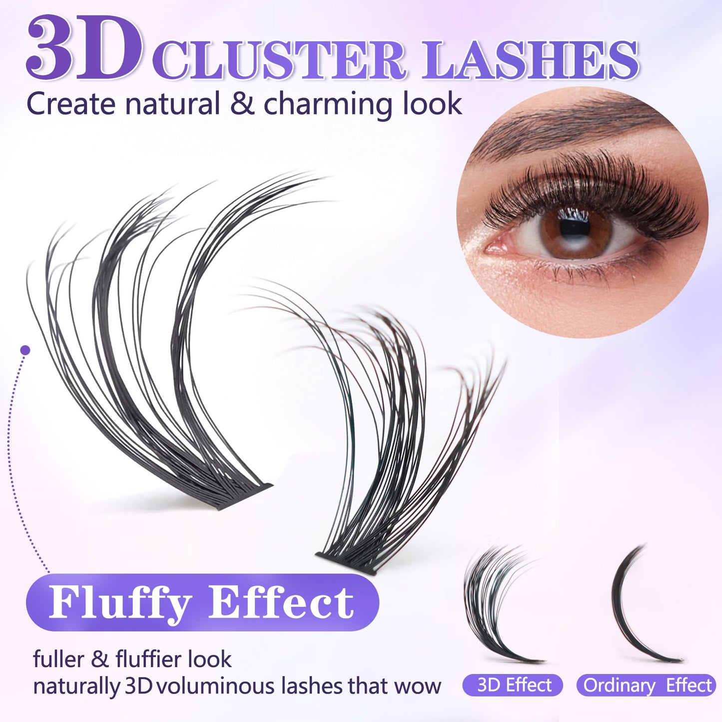3D Effect Qeelasee 40d Lash Clusters Eyelash Extensions Wispy DIY Individual Eye Lashes Natural Volume 240pcs Mix9-16mm (3D effect, 40D-MIX9-16)