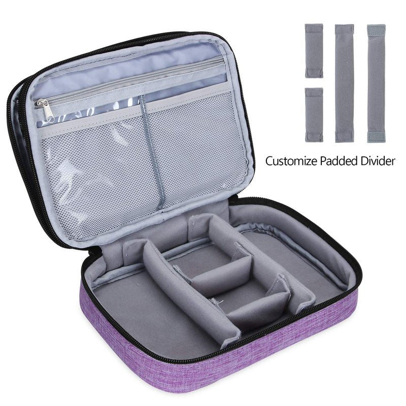 Teamoy Travel Makeup Brush Case(up to 8.8"), Professional Makeup Train Organizer Bag with Handle Strap for Makeup Brushes and Makeup Essentials-Medium, Purple(No Accessories Included)