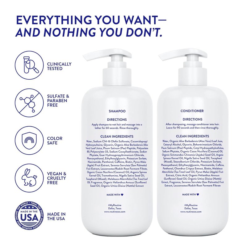 Anti-Thinning Shampoo & Conditioner Set - Biotin DHT Blocker for Thinning Hair | Color Safe, Cucumber Scent