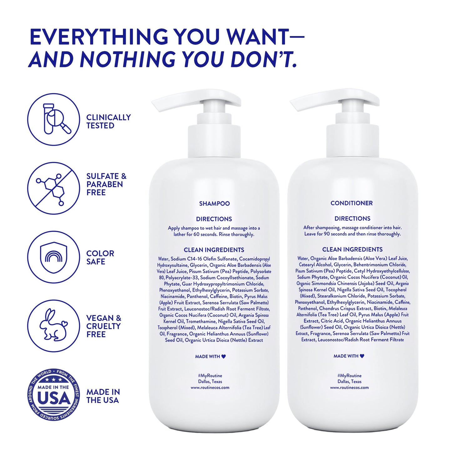 Routine Wellness Anti-Thinning Shampoo and Conditioner Set for Thinning Hair - Biotin DHT Blocker Women & Men - Color Safe Shampoo for Hair Loss & Healthier Hair (Pack of 2)