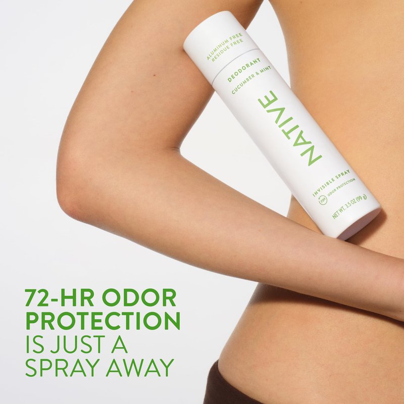 Native Deodorant & Body Spray, Cucumber & Mint, 72-Hour Odor Protection for Underarms & Body, Aluminum Free, Quick Drying, 3.5 oz