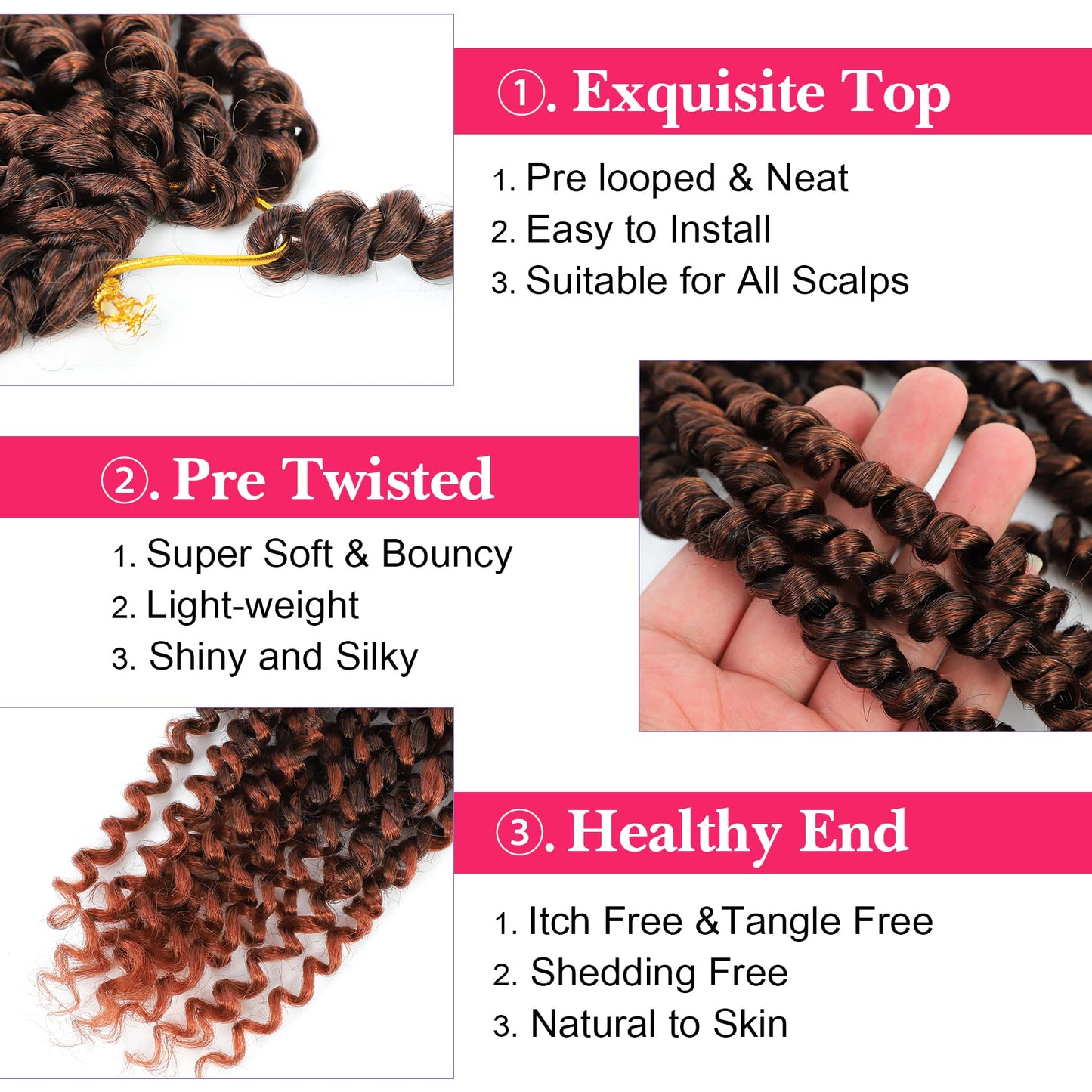 Passion Twist Hair 14 Inch 8 Packs, Pre Twisted Passion Twist Crochet Hair For Black Women, Pre Looped Passion Twist Curly Crochet Hair, Short Crochet Passion Twist Hair (14 Inch (Pack of 8), T350#)