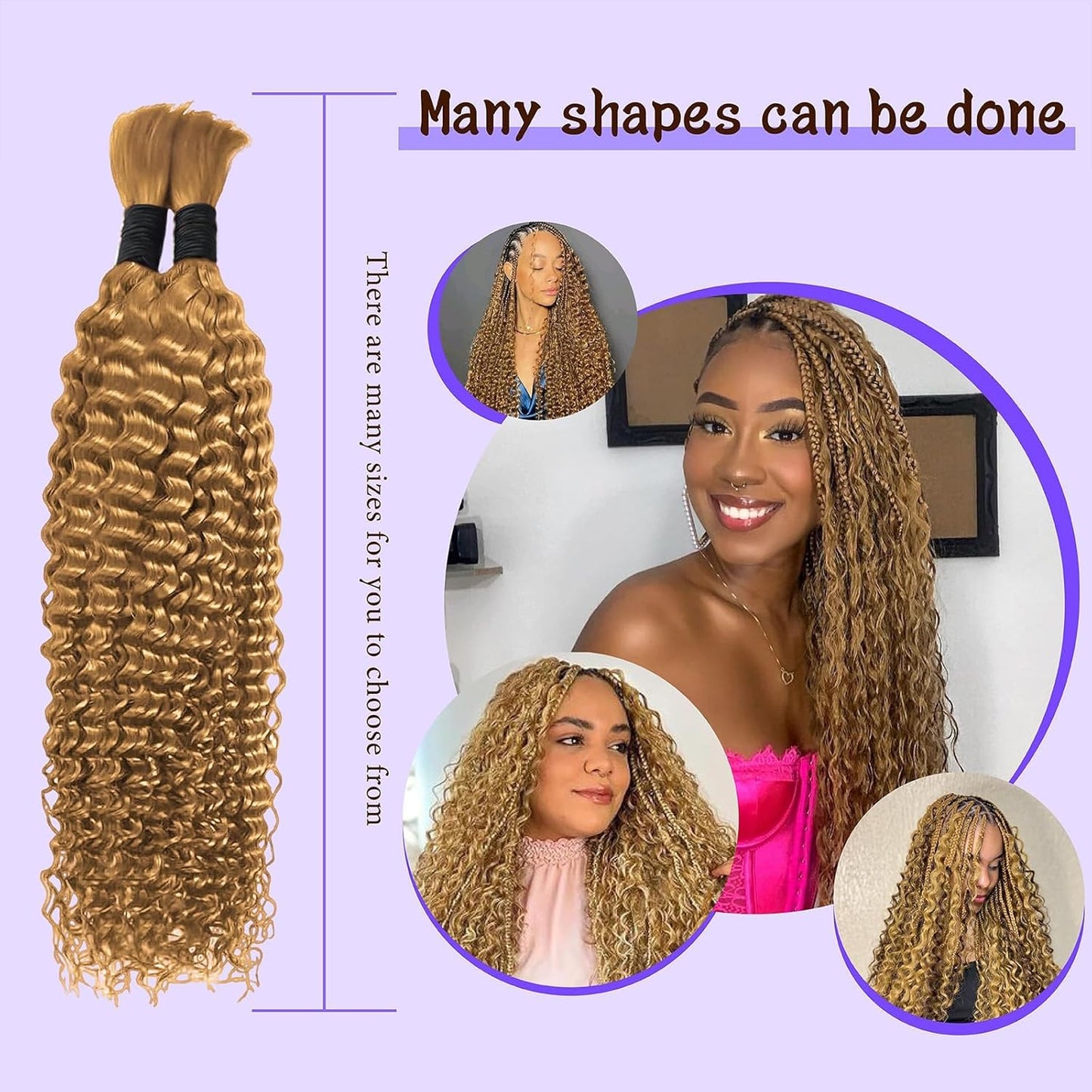 #27 Human Hair for Boho Braids - 14 Inch Curly Braiding Hair, 2 Bundles, 110g