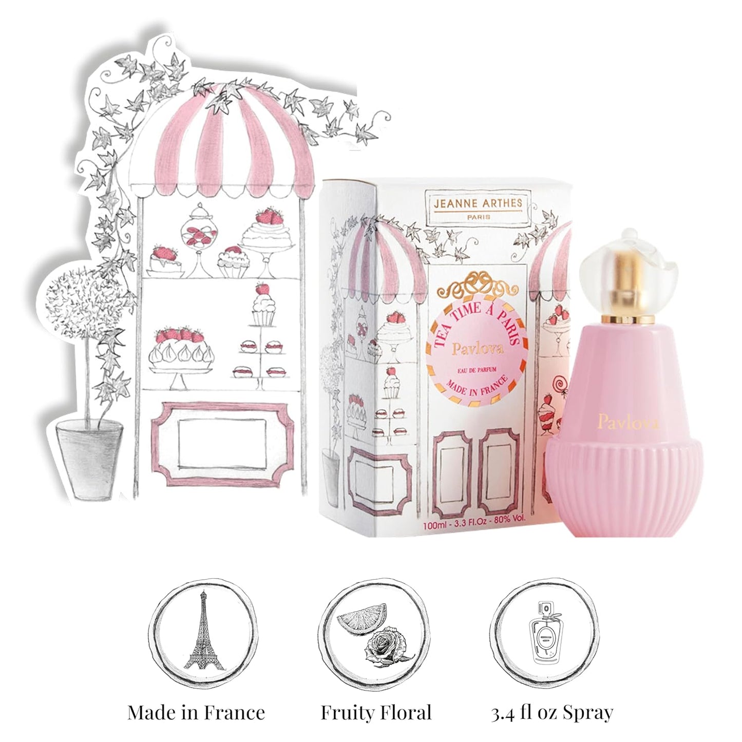 Jeanne Arthes Pavlova Eau De Parfum - Fruity Floral Women's Perfume | 3.38 fl. oz Made in France