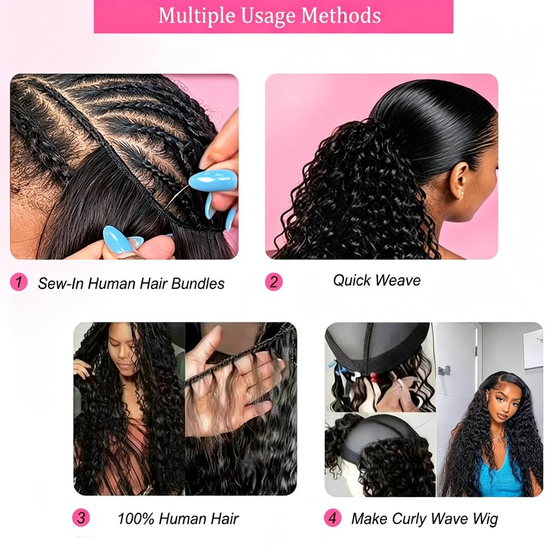 HEYKNOT Burmese Curly Bundles Human Hair 18 Inches 100% Unprocessed Quick Weave 3c4a Water Wave with Spiral Curly End Real Human Hair Extensions Natural Black