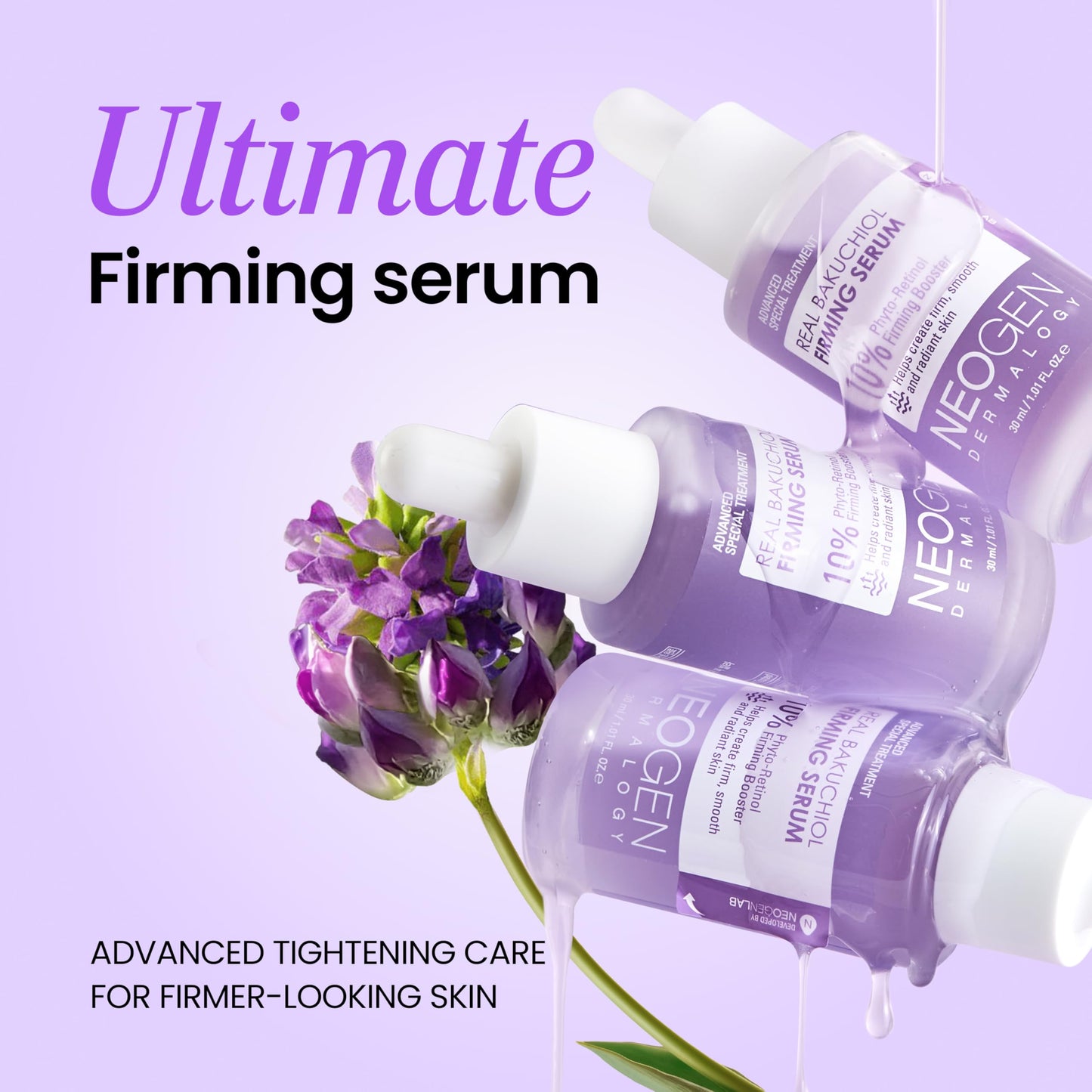 DERMALOGY by NEOGENLAB Real Bakuchiol Firming Serum - Gentle Retinol Alternative Face Serum with Peptides & Niacinamide for the Look of Fine Lines & Firmness, Vegan, Korean Skin Care 1.01 oz (30ml)
