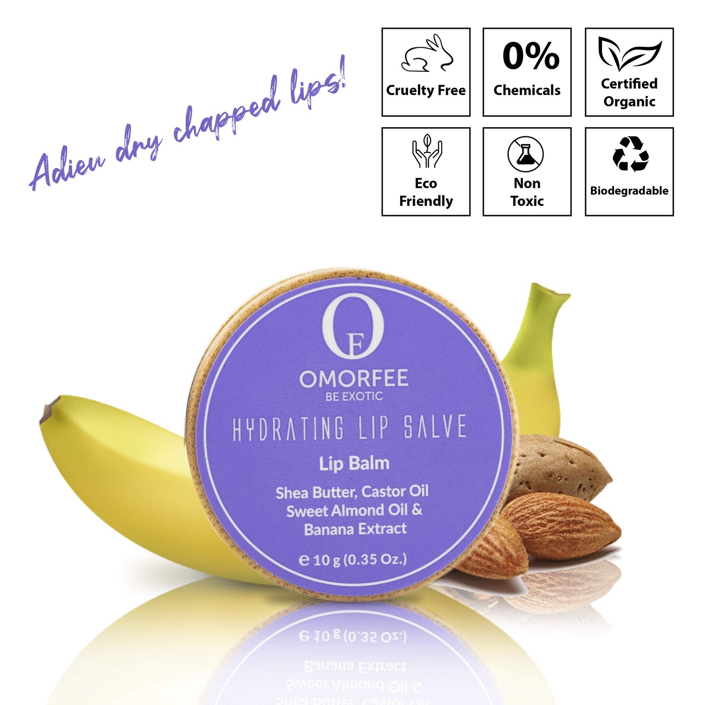 Hydrating Lip Balm by Omorfee for Dry, Cracked Lips | Repair & Treatment | Moisturizer for Soft, Smooth, Supple Lips | Conditioning Lip Balm for Instant Moisture, Shine & Hydration – 10g / 0.35 oz