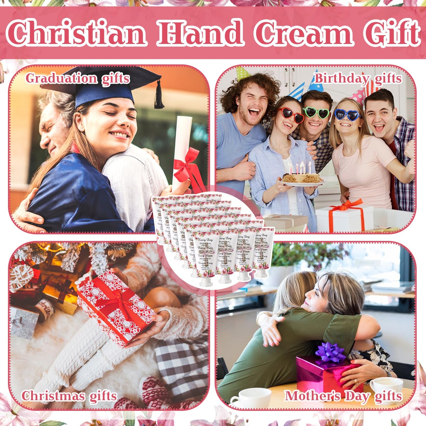 Heigble 50 Pack Christian Hand Lotion Bulk Gifts for Women Mother's Day Gifts Bible Mini Travel Hand Lotion for Women Church Appreciation(Fresh)