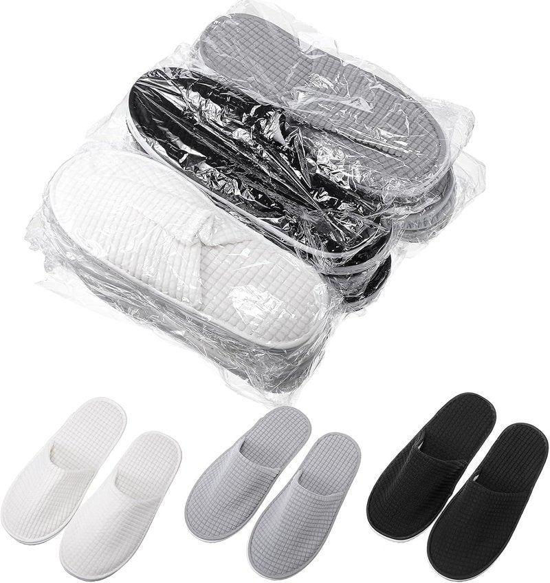 House Slippers for Guests - Non-Slip Disposable Travel Slippers | Washable, Reusable, Closed Toe for Weddings & Indoor Use