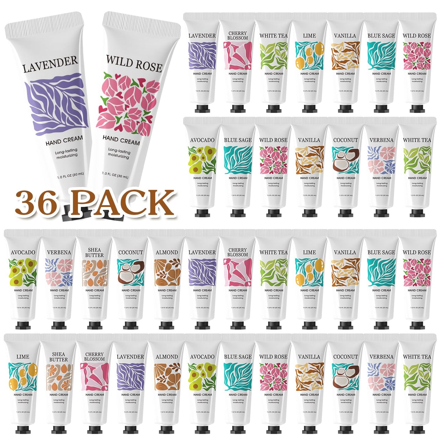 BODY & EARTH # LOVE 36 Pack Hand Cream for Women, Hand Lotion Travel Size Hand Cream Bulk Gifts for Women, Mini Moisturizing Lotion for Dry Cracked Hands, Bridesmaid Gifts Bachelorette Party Favors