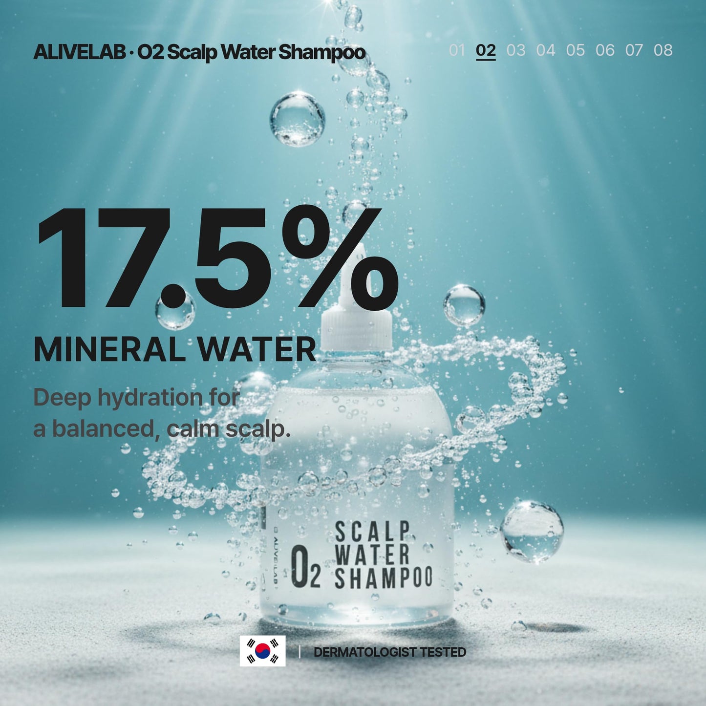 ALIVELAB O2 Scalp Water Shampoo for Sensitive Scalp, Itchy, Anti Dandruff, Deep Cleansing and Soothing, Hair Care, Scalp cleanser, Water Type, Liquid shampoo, Silicone-Free 11.83 fl oz