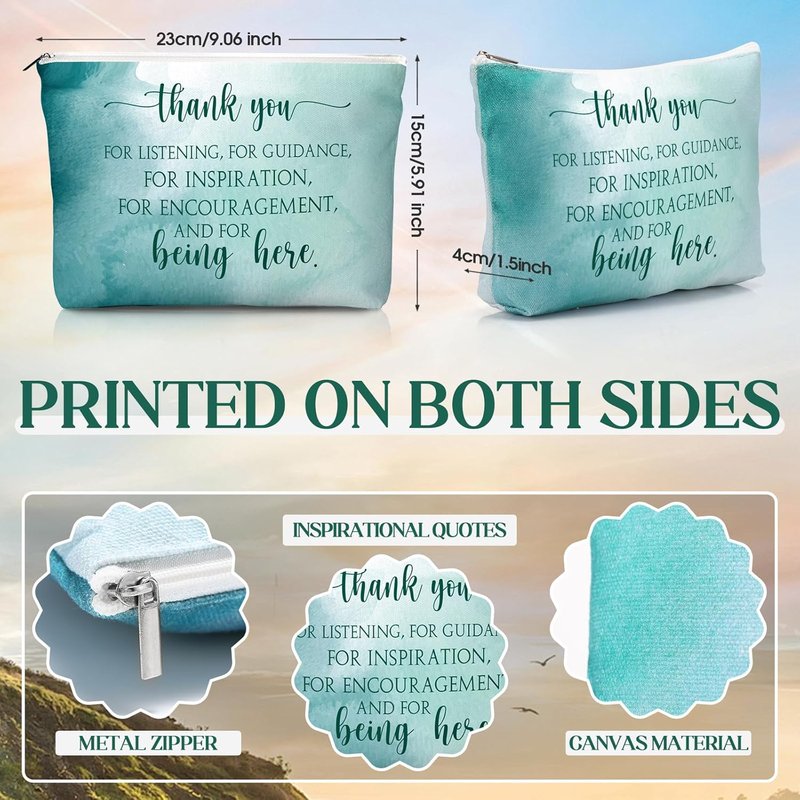 Employee Appreciation Gift for Women - Inspirational Canvas Makeup Bag with Compact Mirror | 60 Pcs, Pastel Color
