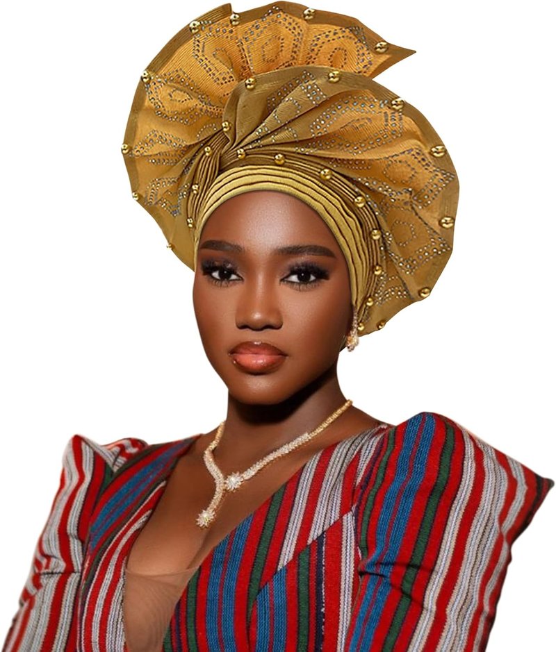African Gele Head Wrap for Women - Elegant Nigerian Turban for Weddings & Events | Versatile Styles
