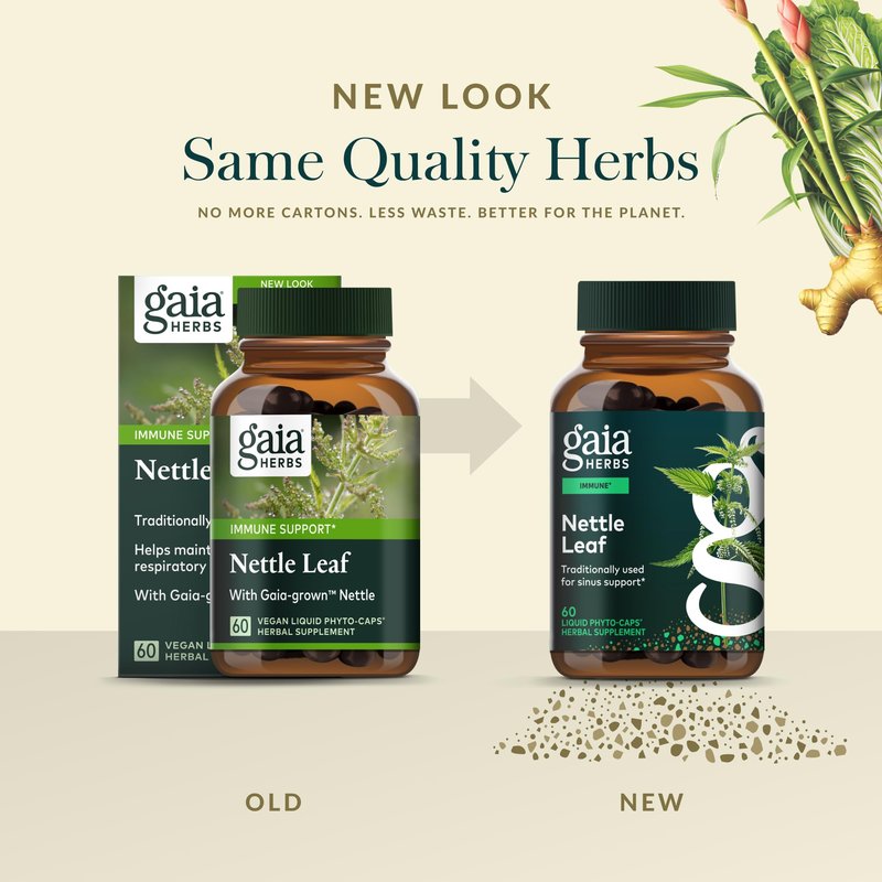 Gaia Herbs Nettle Leaf - Supplement with Stinging Nettle Leaf Extract Traditionally Used for Respiratory & Immune Support* - Vegan, Gluten-Free, Soy-Free - 60 Liquid Phyto-Caps (30 Servings)