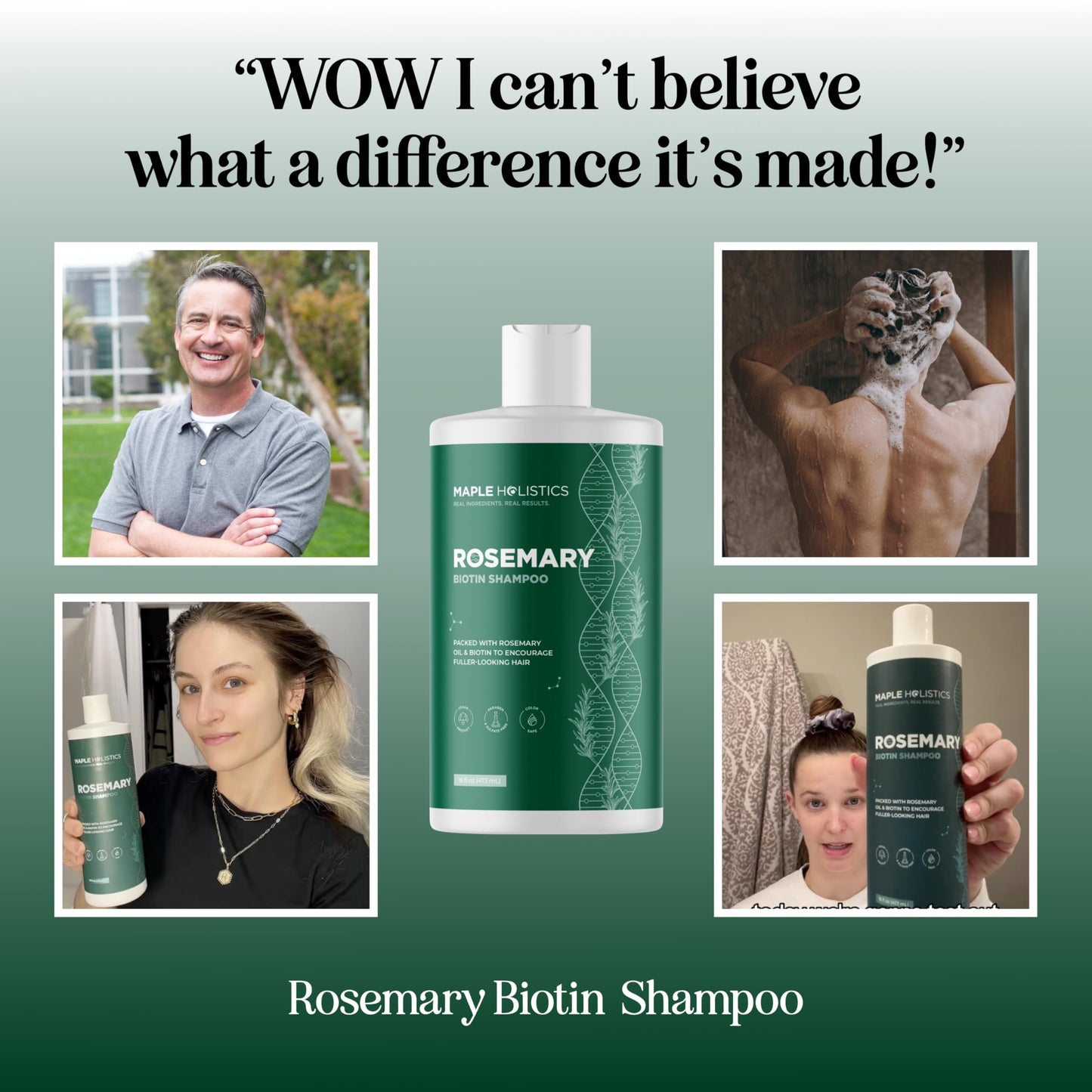 Volumizing Biotin and Rosemary Shampoo - Vegan Rosemary Biotin Shampoo for Thinning Hair for Women and Men with Nourishing B Vitamins & Tea Tree Oil - Paraben Silicone & Sulfate Free (16 Fl Oz)