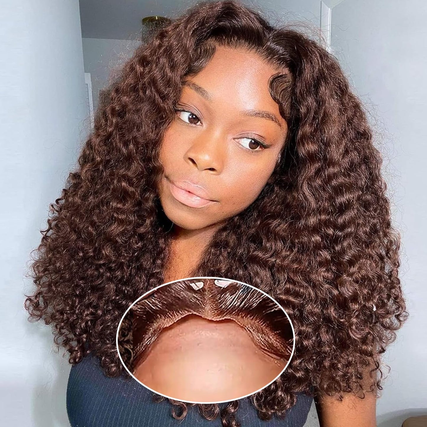 olimaruly Wear and Go Glueless Wigs Human Hair Pre Plucked Pre Cut Curly Bob Wigs Human Hair for Black Women 4x4 HD Lace Closure Deep Wave Glueless Wig Natural Black 12 Inch