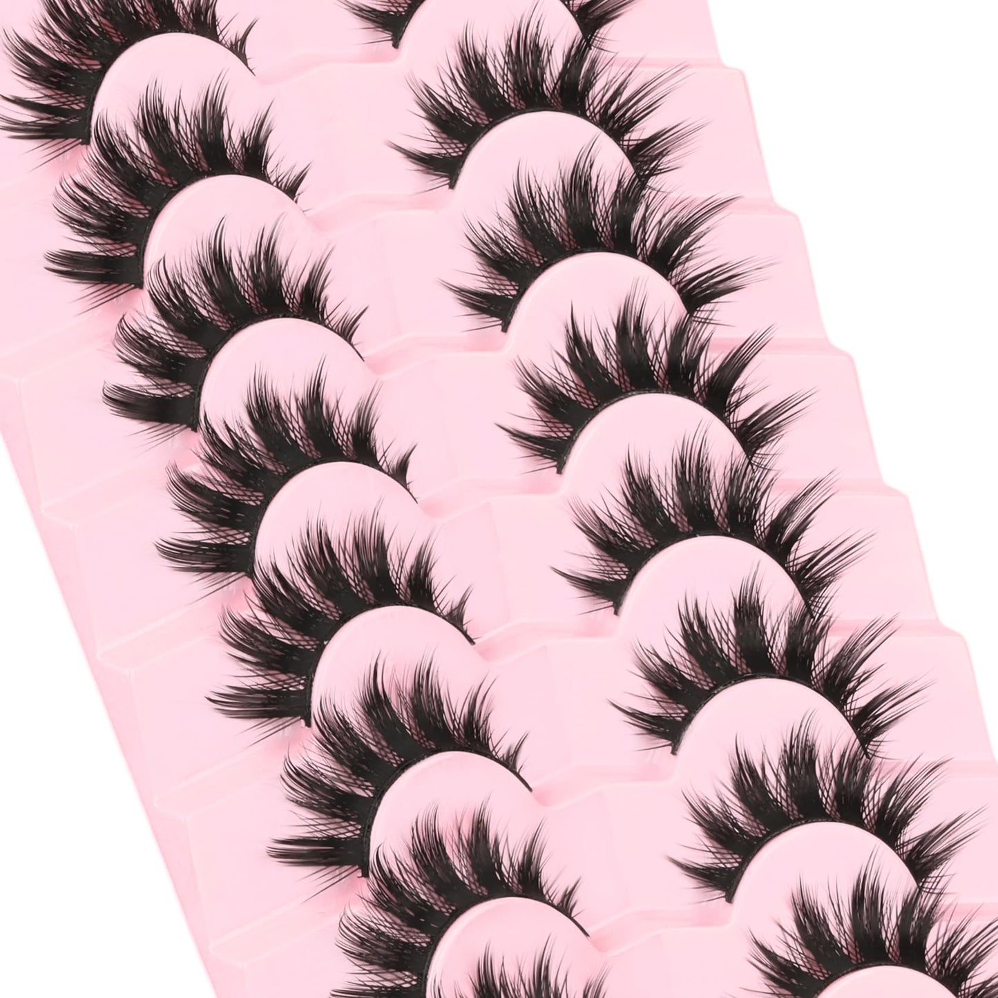 Losha Lashes Fluffy Manga Lashes 8D Volume Spiky Anime False Eyelashes 8 Pairs Soft Asian Eye Lashes Pack (Pop)
