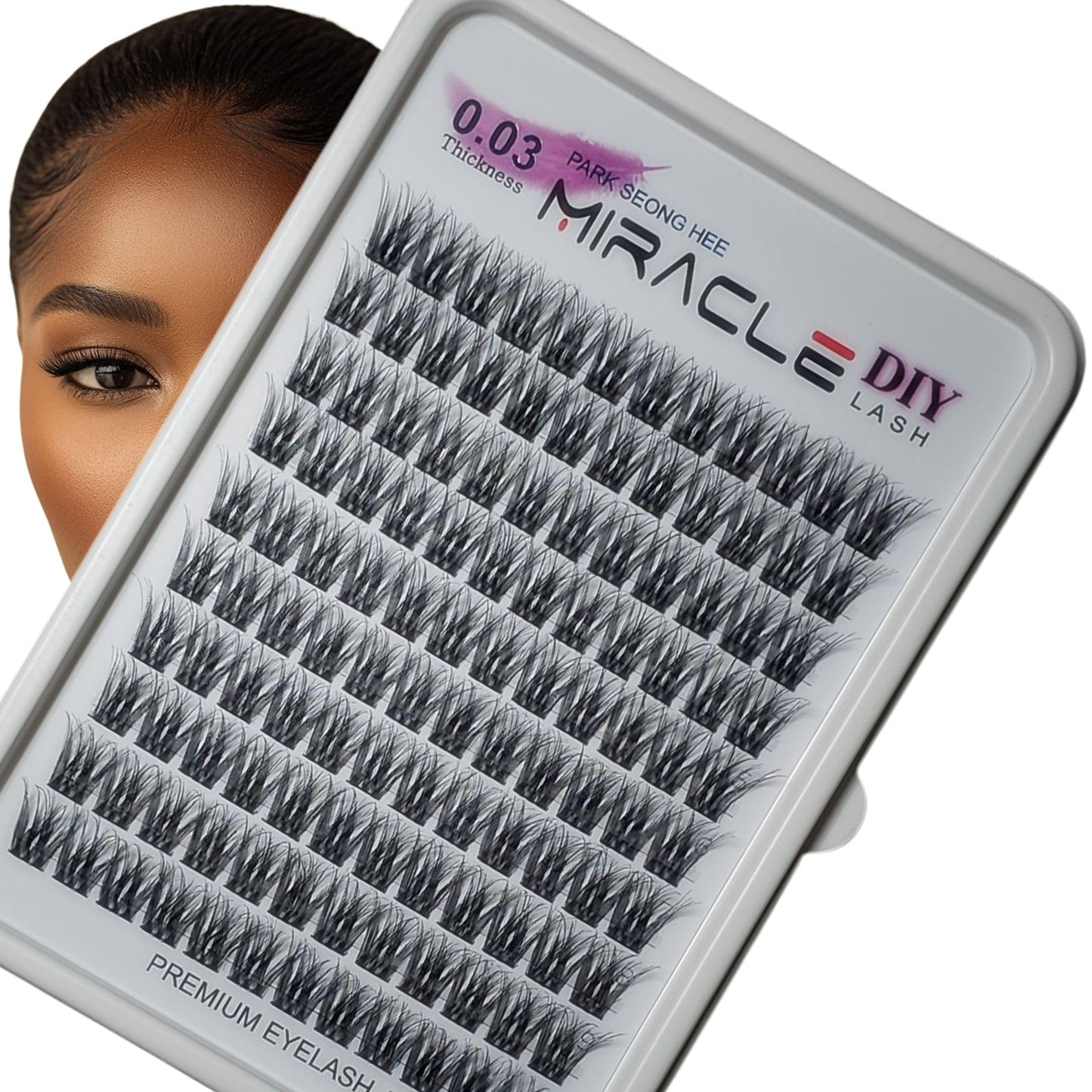 PARK SEONG HEE MIRACLE LASH DIY False Eyelashes, Lash Clusters, Lengthening Wisps 9mm-16mm Contact Lens Friendly, Easy to Apply, Reusable Strip Lashes (E5-280, 14mm) Thickness 0.03mm Lash Clusters
