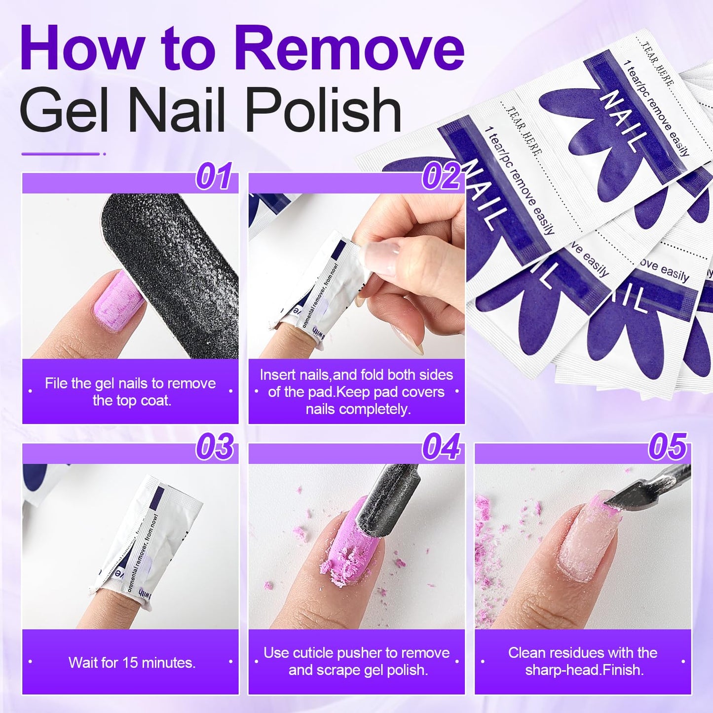 JODSONE Acetone Nail Polish Remover Pads