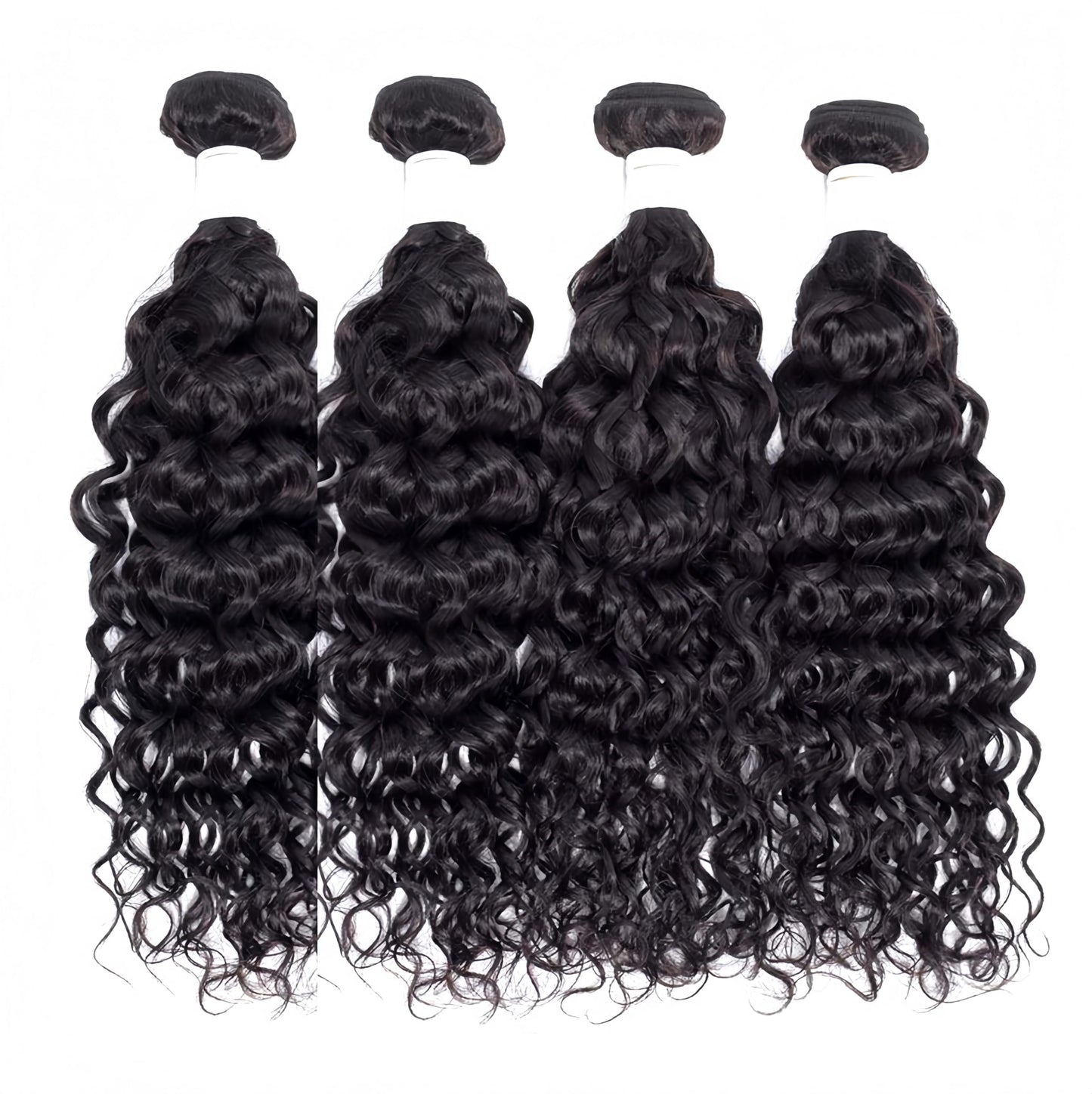 Foruiya Water Wave 4Bundles(50g/bundle) with 4X4 Lace Closure Deep Curly Human Hair Bundles with Closure Brazilian Wet and Wavy Bundles with Closure(8/8/8/8+8")