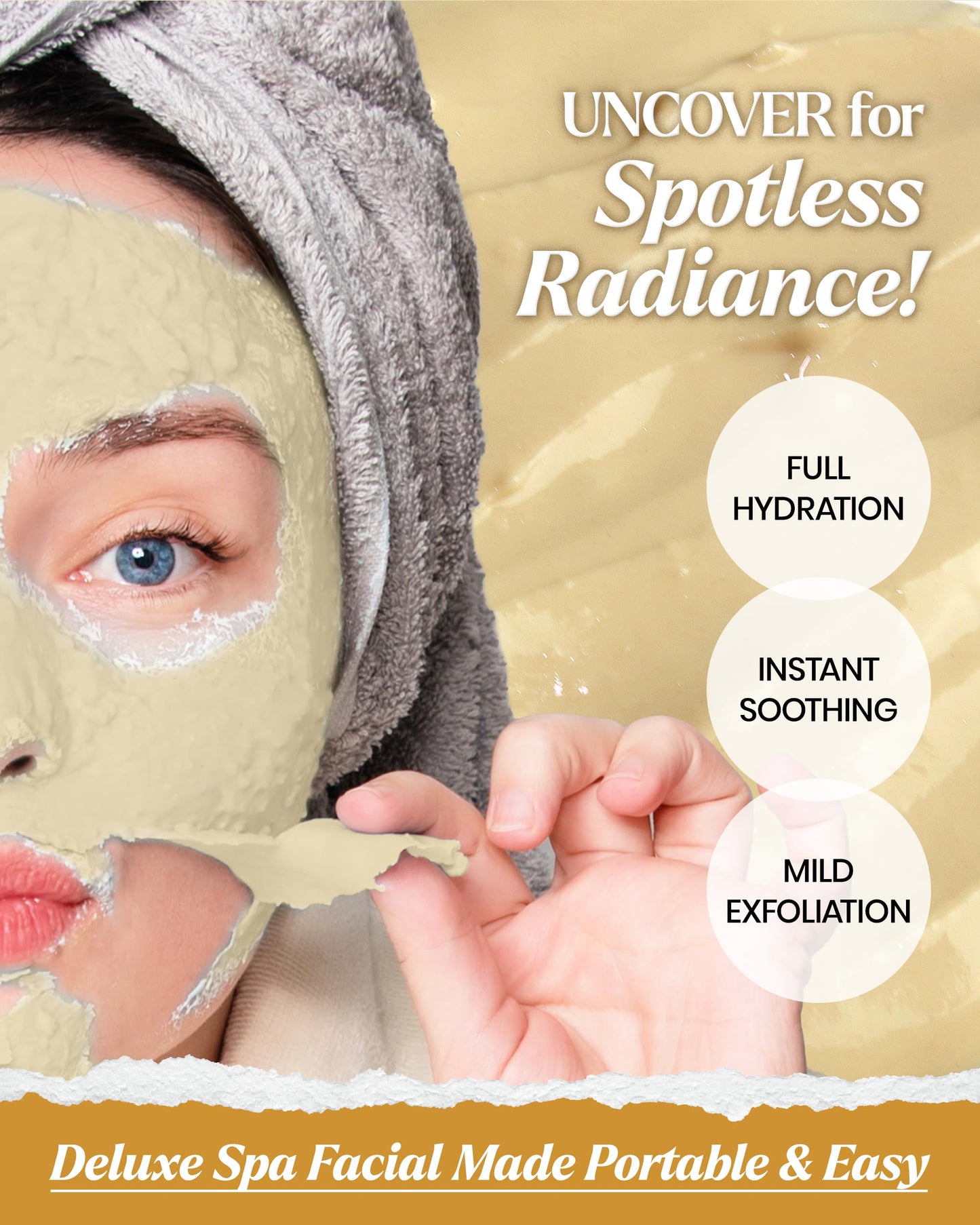 LINDSAY Premium Modeling Pack - Korean Skin Care Face Modeling Mask – Refreshing & Hydrating Face Mask Spa Facial Peel-off Mask (35.2 Ounce, Gold)