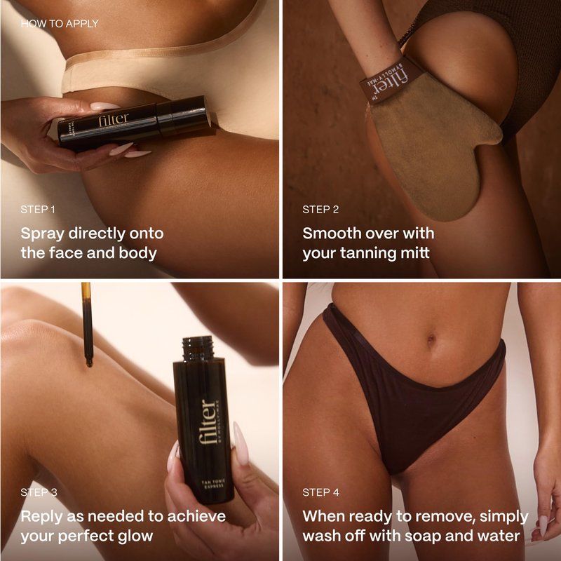 Filter by Molly-Mae Tan Tonic Express – 100ml Instant Tanning Water for Face & Body | Golden, Streak-Free Glow | Fast-Drying Self Tanner | Dries in Under 60 Seconds