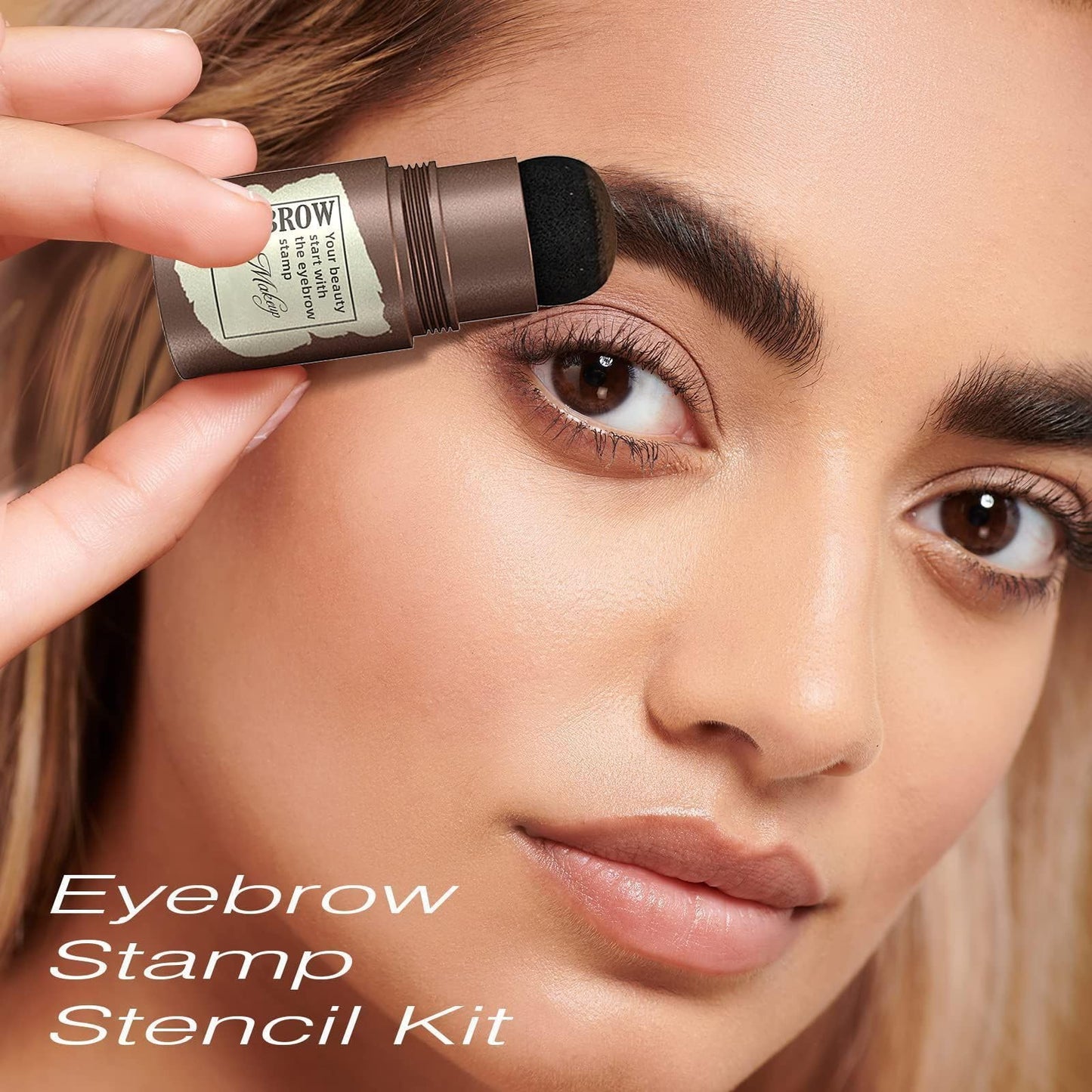 Eyebrow Stamp Stencil Kit Waterproof & Smudge-Proof Brow Shaping Kit with 24 Reusable Thin Eyebrow Stencils (Light Brown)