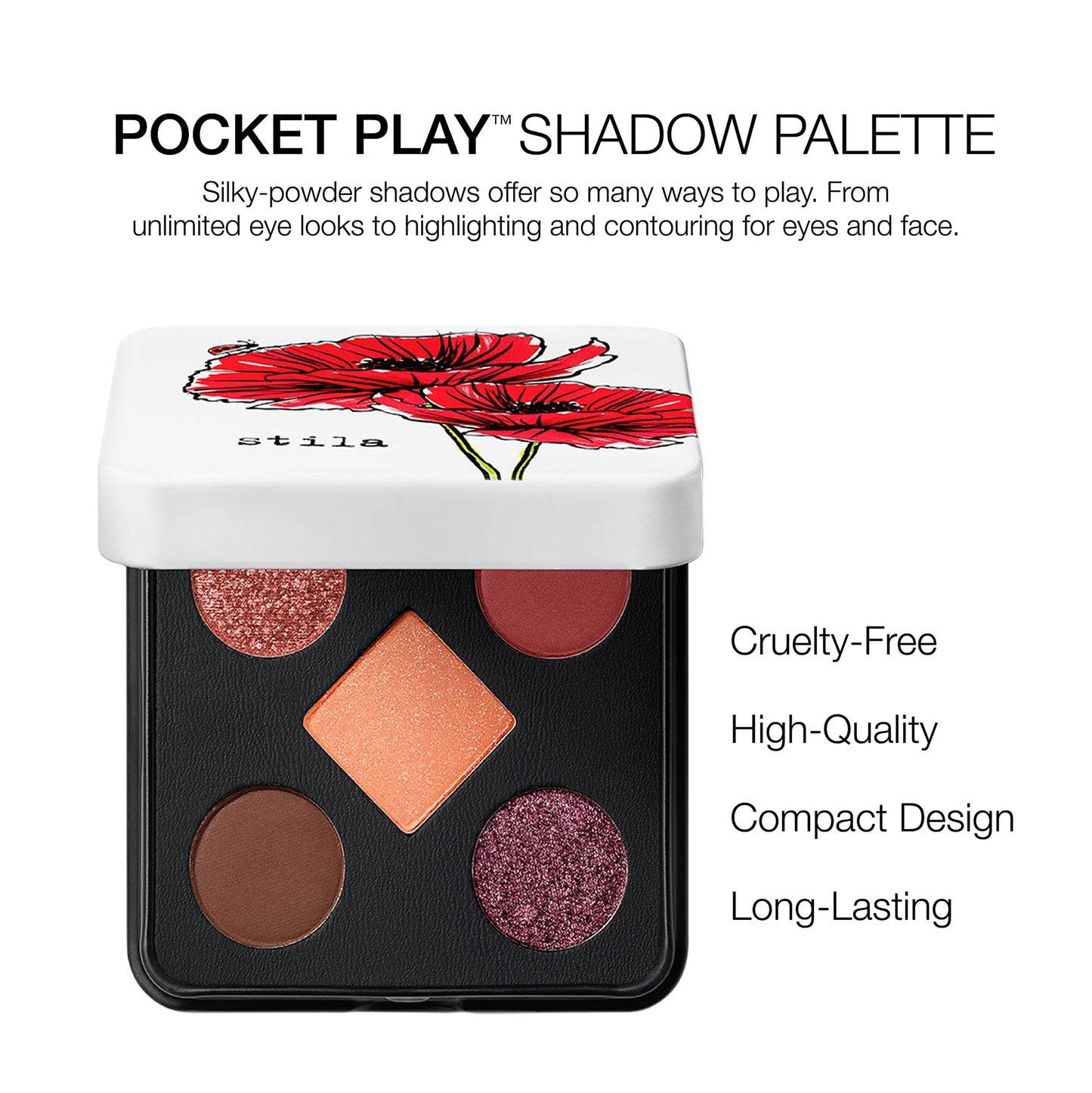 stila Pocket Play™ Eye Shadow Palette | 5 Silky Powder Shades for Eyes, Face, Highlight & Contour | Compact, Travel-Friendly, Blendable Formula | Matte & Shimmer, Neutral & Bold Tones